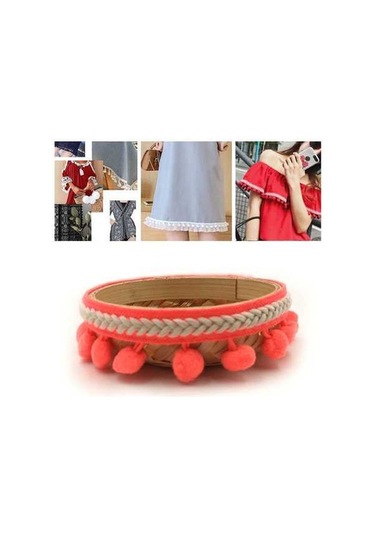 Novahub Floresan Turuncu Kürk Top Kemer 25 Adet Mzf3.5mq Ulusal Stil Dantel Aksesuar, Uzunluk: 22.86m, Genişlik: 3.5cm