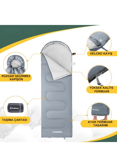 Kingcamp Oasis 250 Ultralight Uyku Tulumu M.grey Sol F. Gri