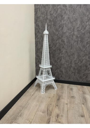Metal Eyfel Kulesi Cnc Kesim Beyaz Renk