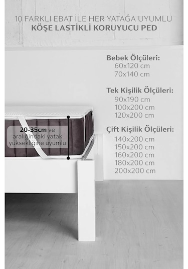Kapitone Microfiber Köşe Lastikli Ped Sıvı Geçirmez Tek - Çift Kişilik Yatak Koruyucu Alezi