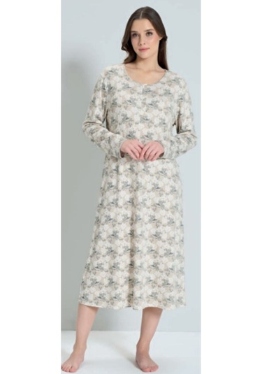 Pijadore 1843 Uzun Kol Kadın Gecelik Bej