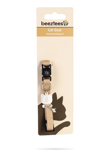 Hnrlıshp Beeztees Kedi Boyun Tasması, Zilli, Bej, 20-30cm