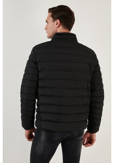 Buratti Dik Yaka Fermuarlı Cepli Slim Fit Şişme Erkek Mont 649002 Siyah