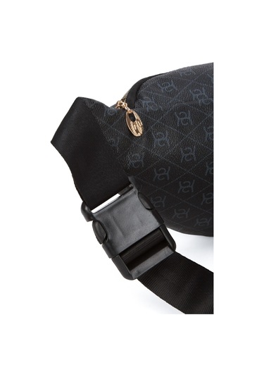 Newish Polo Kadın Desenli Mekanizmalı Cüzdan Ve Çapraz Omuz Askılı Bel Ve Omuz Çantası New345- Siyah - Siyah