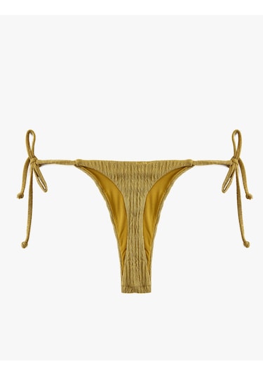 Koton Yanları Bağlamalı İpli Dokulu String Bikini Altı Yeşil 6sak00200mm