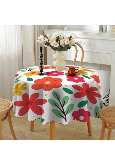 Yuvarlak Yuvarlak Yeni Xıxun Ve Üç Su Örtüsü Noel Masa Geçirmez Dayanıklı Aşınmaya Altmış Gu Beyaz - 0.80 X 100 Beyaz