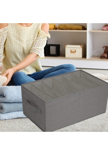 Suntek Giysi Yorgan Saklama Kutusu L Gri 6 Izgara Gri