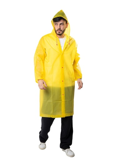 Marlux Unisex Su Rüzgar Geçirmez Kapüşonlu Çıtçıt Düğme Eva Yağmurluk - Sarı - Kırmızı