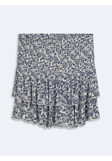 LTB Mini Çiçekli Mavi Etek Mid Indigo