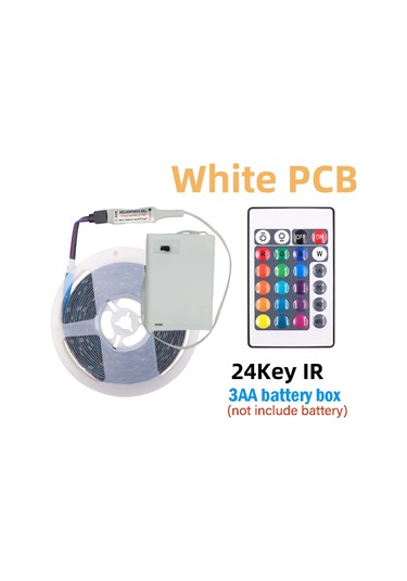 Epistar 3aa Pil Gücü Rgb Led Şerit Işık 5v 5050 Tv Arkaplan Aydınlatma Uzaktan Kumandalı Su Geçirmez Yayan Color8 Whıte 6-10w 2m