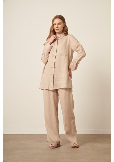 Ftz Women Kadın Ham Keten Takım Beige 31115 Beige