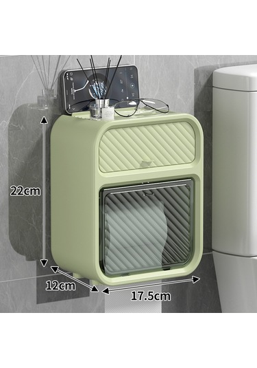 Skycity Banyo Su Geçirmez Duvar Tipi Delme Yok Tuvalet Kağıdı Kutusu - Makyaj Yeşili Rol Kağıt Tutucu, Kolay Kurulum, Dayanıklı Malzeme Diğer