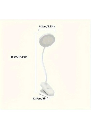 Boatshop1 1pc Usb Şarj Edilebilir Dokunmatik Kontrollü Led Masa Lambası Ayarlanabilir Parlaklık Göz Koruma Okuma Lambası Beyaz Plastik Taban Klipsli Ev Ve Ofis İçin Ahşap