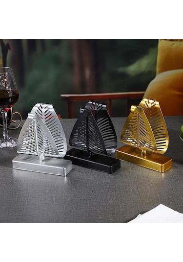 Homyl Peçetelik Tezgah Üstü Mendil Rafı Dikey Metal Kağıt Altın