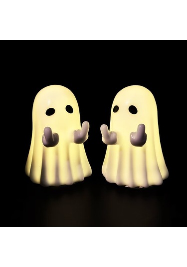 Dofolink Halloween Işıklı Vinyl Figür: Korkunç Ve Komik Karışımı - Yıldız Parmaklı Hayalet Dekorasyon Hediyesi Beyaz