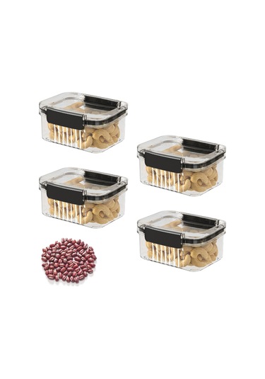 4'lü Paket Hava Geçirmez Gıda Saklama Kapları, Mutfak Saklama Kapları, Tahıl Kapları, Şekerleme Kapları, 460 Ml -