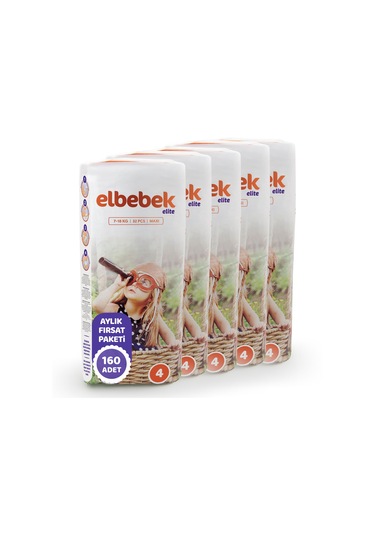 Elbebek Elite Bebek Bezi 4 Numara Maxi Fırsat Paketi 160 Adet 5'li