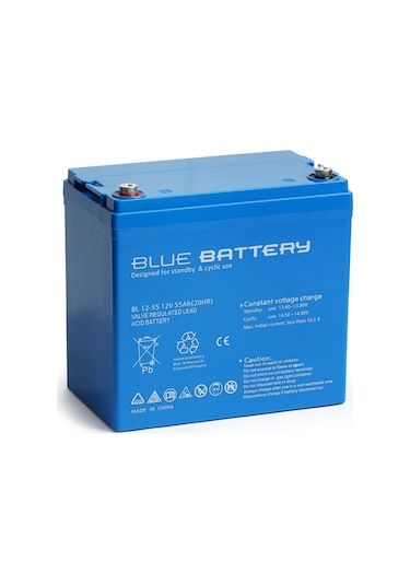 Blue Battery 12 V 55 Amper Bakımsız Kuru Akü Ups Aküsü