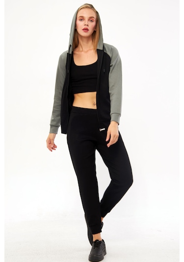 Trendhill Kadın Siyah Kapüşonlu Modal Scuba Eşofman Takm Edy5542s Siyah