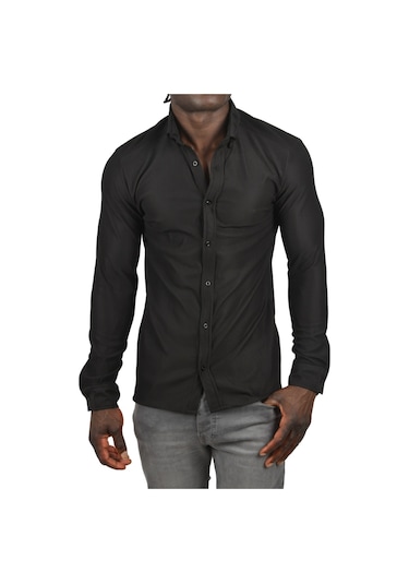 Deepsea Erkek Siyah Fitilli Uzun Kollu Gömlek 2500805 Siyah