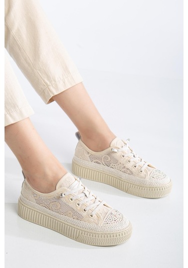 Suins Montero Model File Dantel Detaylı Kadın Spor Ayakkabı Sneaker Ten
