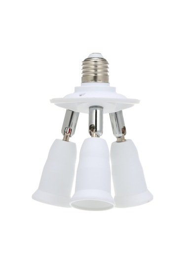 Skycity E26/27 Beyaz Soket Adaptörü - 3'lü Çevirme Kolu, 180 Derece Dönebilen, Yangın Engellli Malzeme, Toplam 180w Güç Beyaz