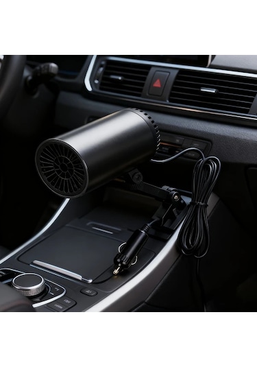 Elmpaly Siyah 12v 2'si 1 Arada Araç Isıtıcı Ve Buz Çözücü Emme Başlıklı 180 Derece Dönebilir