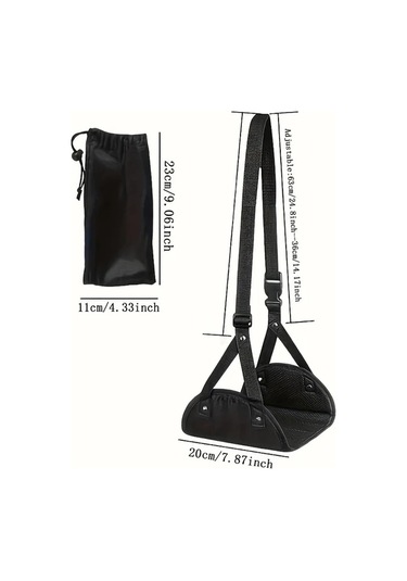 Dashanshop Siyah Uçak Ayak Dayama Yastığı, Seyahat Hamak, Ofis Pedalı, Yorgunluk Giderici Siyah 1 Parça