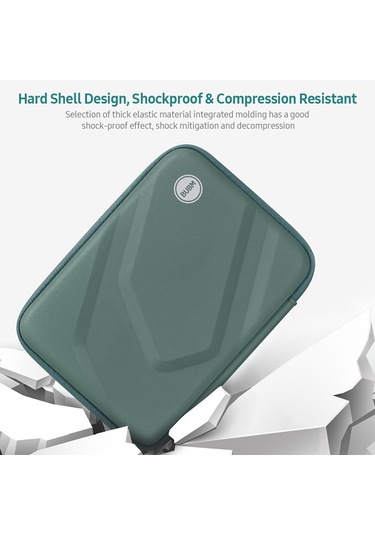 Yuntech01 Kuru Jel Malzemeyle Yapılmış Sert Disk Çantası - Darbe Ve Suya Dayanıklı, Taşınması Kolay, Geniş Kabinli - Koyu Yeşil Koyu Gri