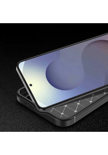 Samsung Galaxy Uyumlu S25 Fe Kılıf Karbon Silikon Case Kapak Siyah