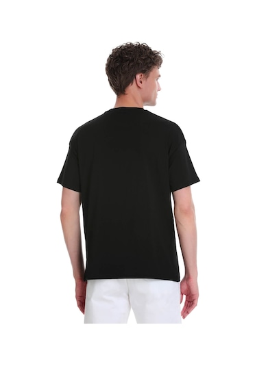 Hatemoğlu Siyah Regular Fit 100% Pamuk Bisiklet Yaka Oversize Tişört 1995328 SIYAH