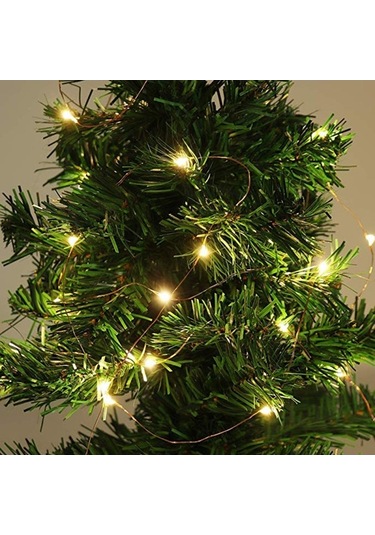 Pazly Usb Peryıldızı Işıklı Şerit 10m 100led 50 Klips Bakır Tel Sıcak Beyaz Noel Dekorasyon