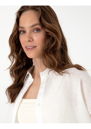 Pierre Cardin Kadın Beyaz Gömlek Desenli 50301078-vr013 Beyaz