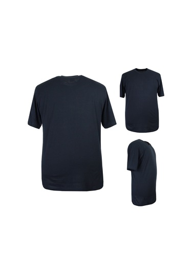 Erkek 72 Kilo-200 Kilo Arası İçin Uygun Bisiklet Yaka Düz Tişört Lacivert