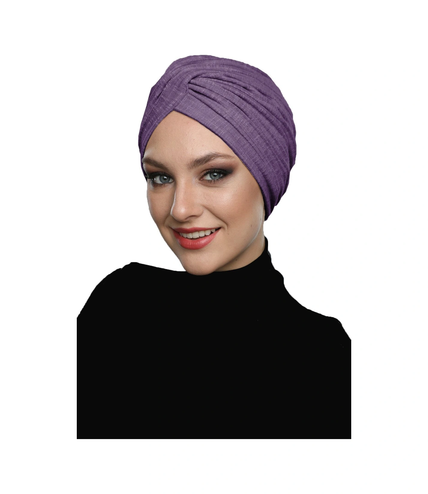 Çapraz Penye Astarlı Eflatun Hazır Türban Tesettür Havuz Bonesi Eflatun