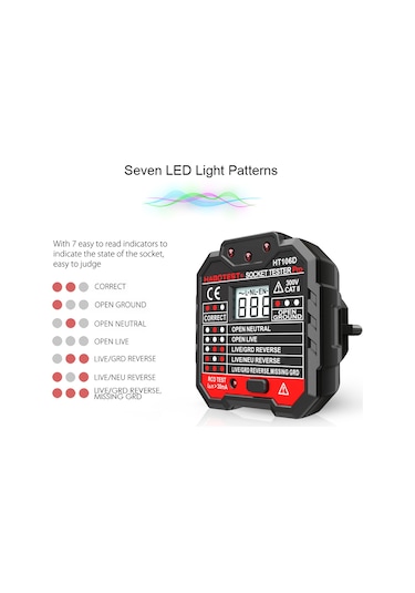 Springsun Habotest Kaçak Akım Test Cihazı - Otomatik Faz/nötr/toprak Testi, Polarite Dedektörü, Devre Kesici Bulucu