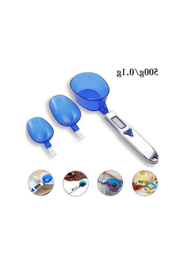 Dancemonkey Yüksek Hassasiyetli Lcd Ekran Dijital Ölçüm Kaşığı 500gr-0.1gr, Küçük Boyutlu Tasarım Gri - Mavi