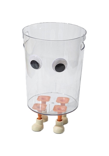 Yeni Yaratıcı Çöp Kovası Şeffaf Çöp Kutusu Gözler + Ayaklar Büyük Boy Şeffaf