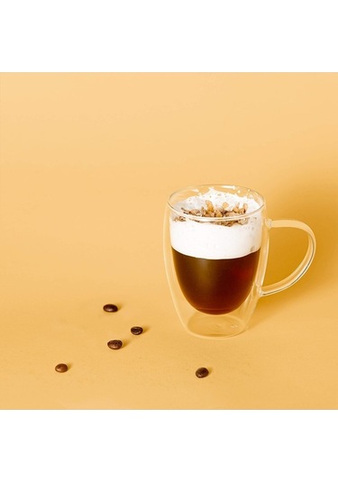 Novahub Yüksek Isıya Dayanıklı 2 Katmanlı Borosilikat Cam Kahve Fincanı - 350ml - Kullanışlı Ve Pratik Diğer