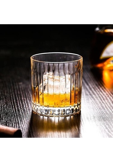 1 Adet Batı Klasik Dikey Tahıl Eski Moda Viski Cam Bar Ev Ofis Ruhları Likör Rhum Şarap İçme Kupası Copas De Vidrio Eski Moda Cam Altın