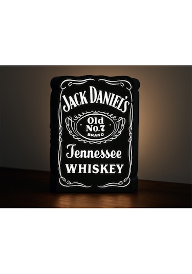 Jack Daniel Logo Led Lamba 23 X 17 X 2.7cm 3d Baskı Pla Plastik Adaptör Dahildir Renkli