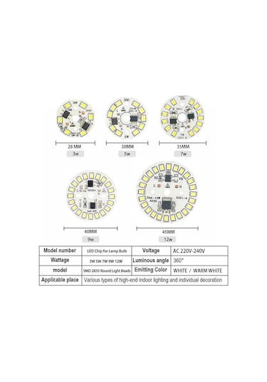 Jms Sıcak Beyaz Pcb Kurulu Aydınlatma Lambası Ic Sürücüsü 3w 5w 7w 9w 12w Ampul Çip Lamba Ampul Işık Boncuk Led Çip 12w