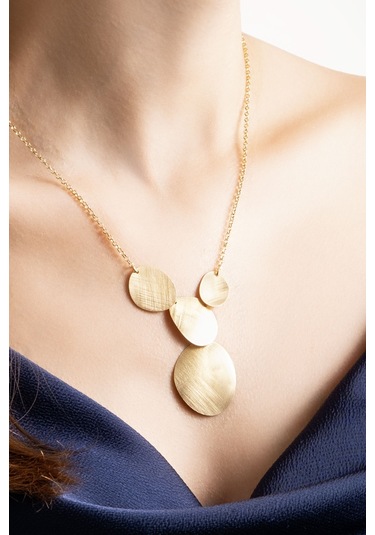 Çölün Işıltısı 18 Ayar Sarı Altn Kaplama 45 Cm Gümüş Tasarım Kolye