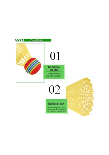 Geeksen 10 Adet Nylon Badminton Topu - Eva Ve Plastik Materyal, İç/dış Mekan Uygun, Hafif Ve Dayanıklı, Egzersiz Ve Eğlence İçin Renkli Paket