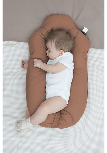 Mordesign Moresleep 2'si 1 Arada Bebek Sarılma Ve Şekillendirme Yastığı, Düz Kafa Yastığı,pamuklu,uyku Yastığı Kahverengi Zg10194-4
