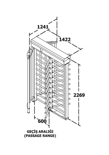 T2500d Single 3 Kollu Boy Turnike Tamamı Galvanizli 180 Kg