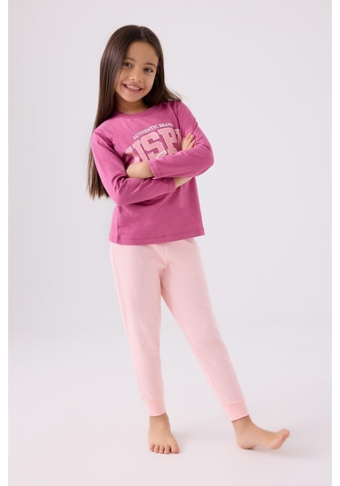 U.s. Polo Assn. 1966 Garson Authentic Brand Kız Çocuk Leylak Uzun Kol Pijama Takım Leylak