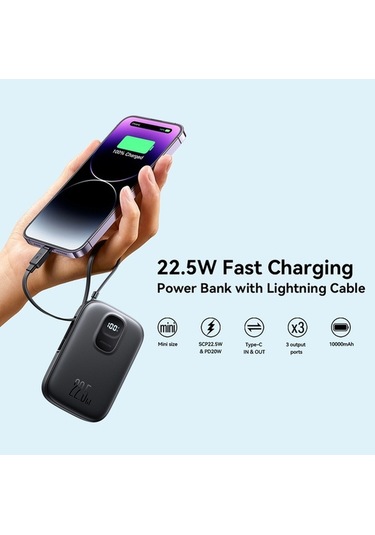 Tongxida Joyroom Jr-pbf18 10.000mah 22.5w Hızlı Şarj Güç Bankası Siyah