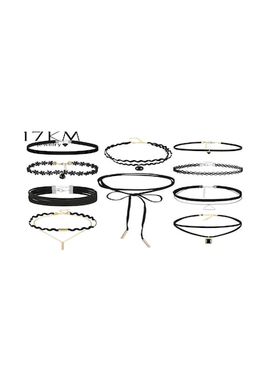 Choker Seti Trend Modeller 10 Adet, Sevgililer Günü Si Siyah