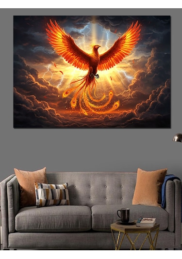 Yükselen Anka Kuşu Dekoratif Kanvas - Mdf Ahşap Tablo